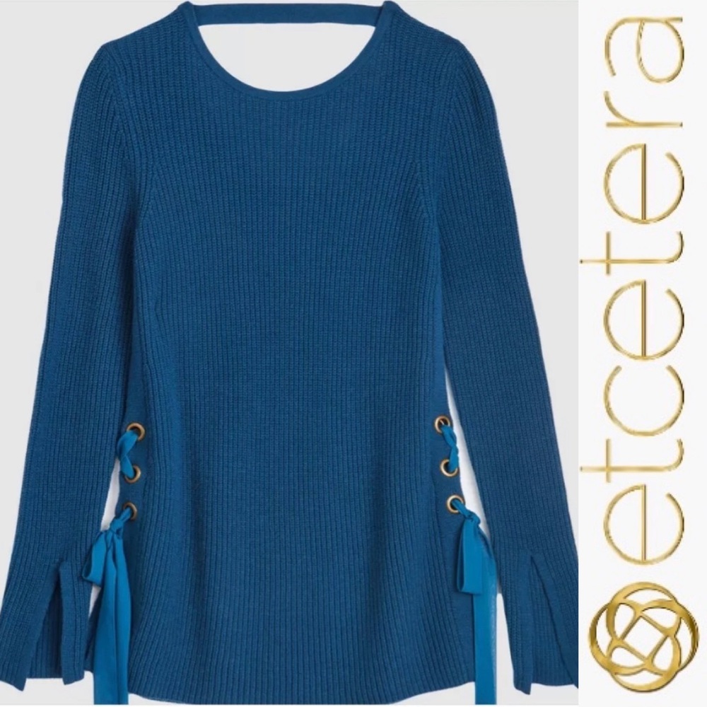 ETCETERA Women’s Knit Lace Up Sweater Wool Blend Size Medium